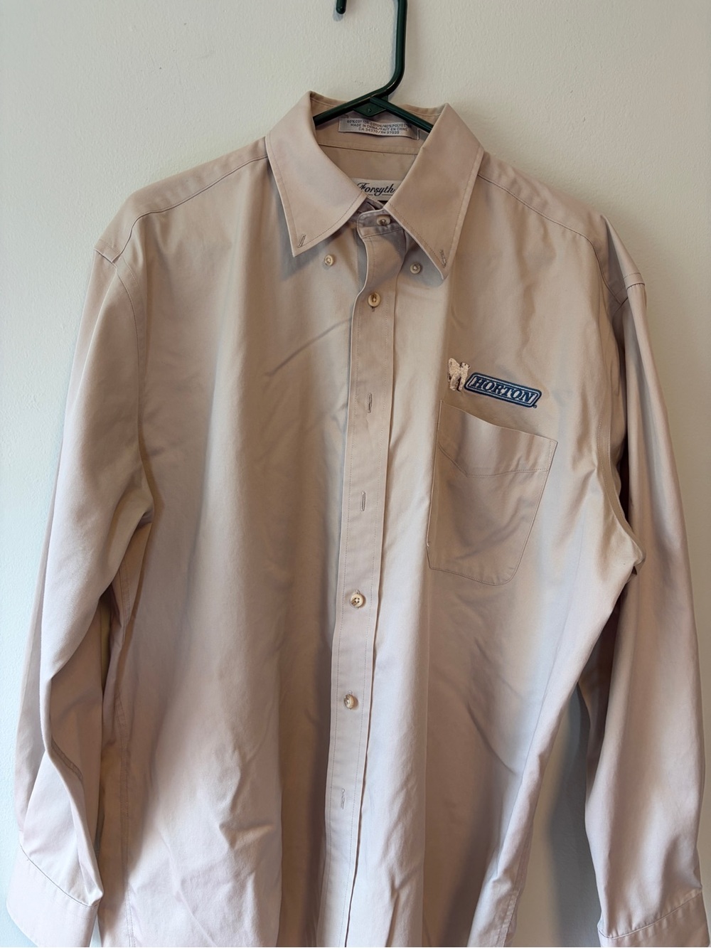 Vintage Horton Industrial Work Shirt Embroidered Polar Bear Logo XL Beige